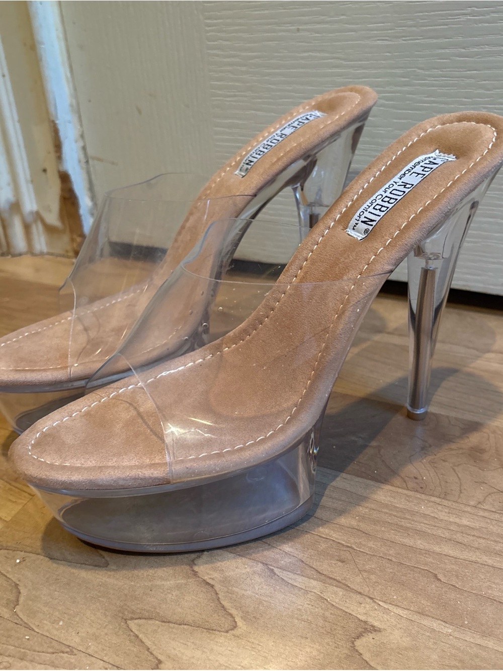 Cape Robbin Clear Platform Mule with Nude Footbed